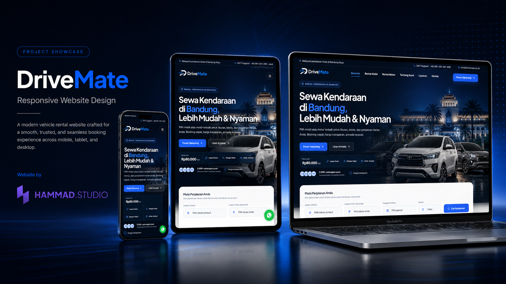 Website rental responsif buatan Hammad Studio